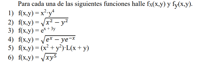 Cálculo práctico de Derivadas Parciales