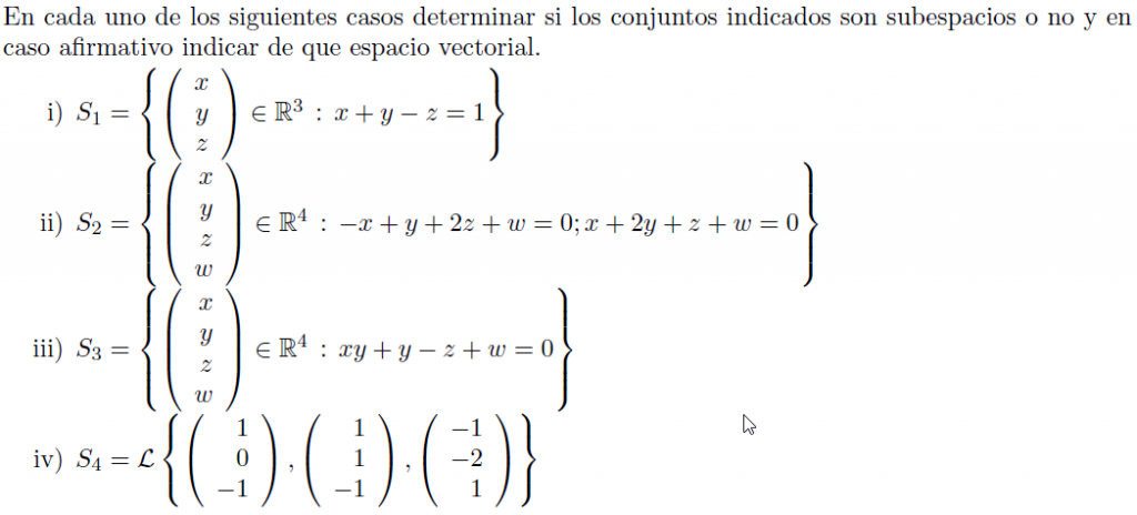 Subespacios vectoriales en r3 dimensión ciencias economicas Fcea CCEE