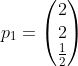 p\_{1}=\\begin{pmatrix} 2\\\\ 2\\\\ \\frac{1}{2} \\end{pmatrix}