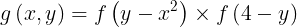 \\large g\\left ( x,y \\right )= f\\left ( y-x^{2} \\right )\\times f\\left ( 4-y \\right )